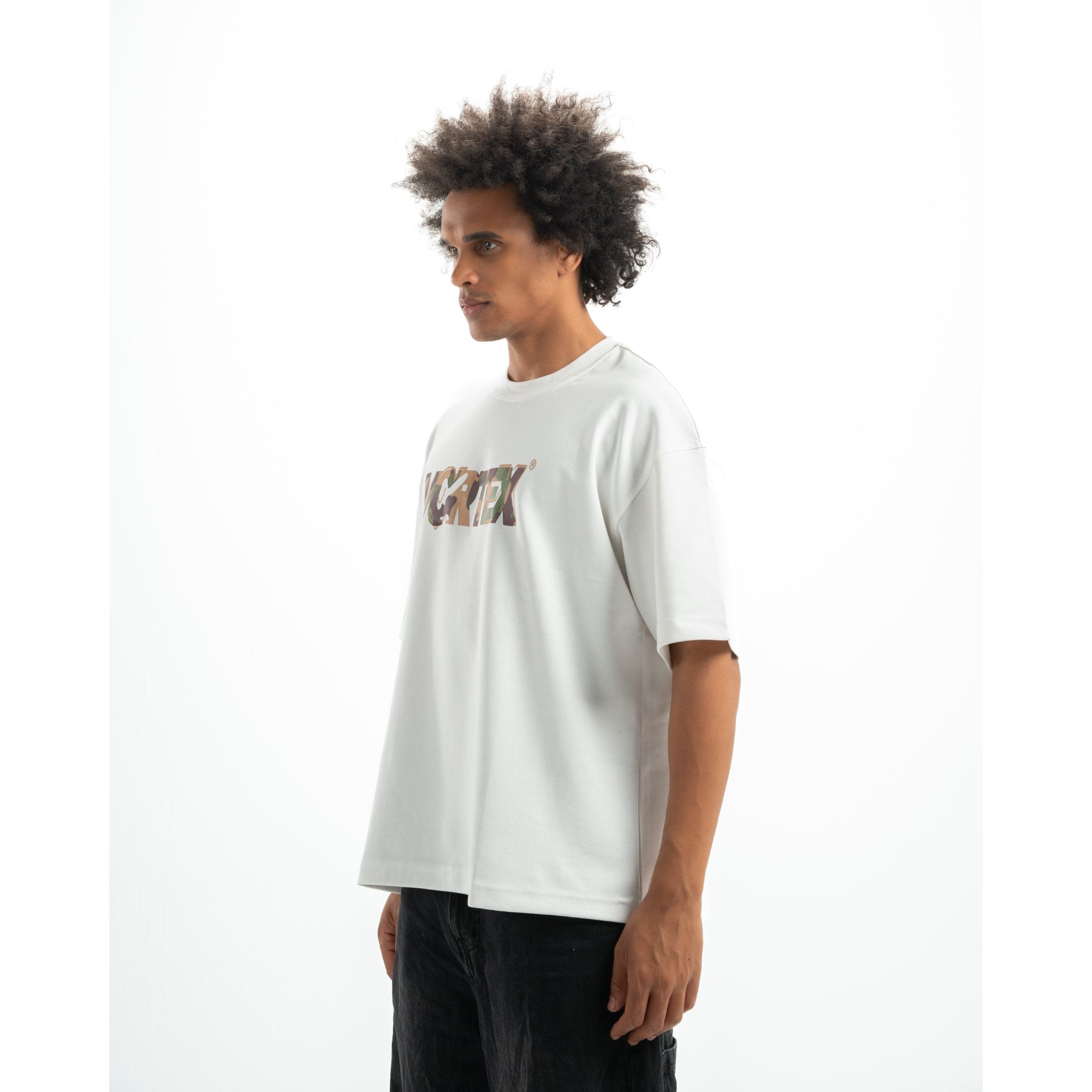 White vortex army t-shirt