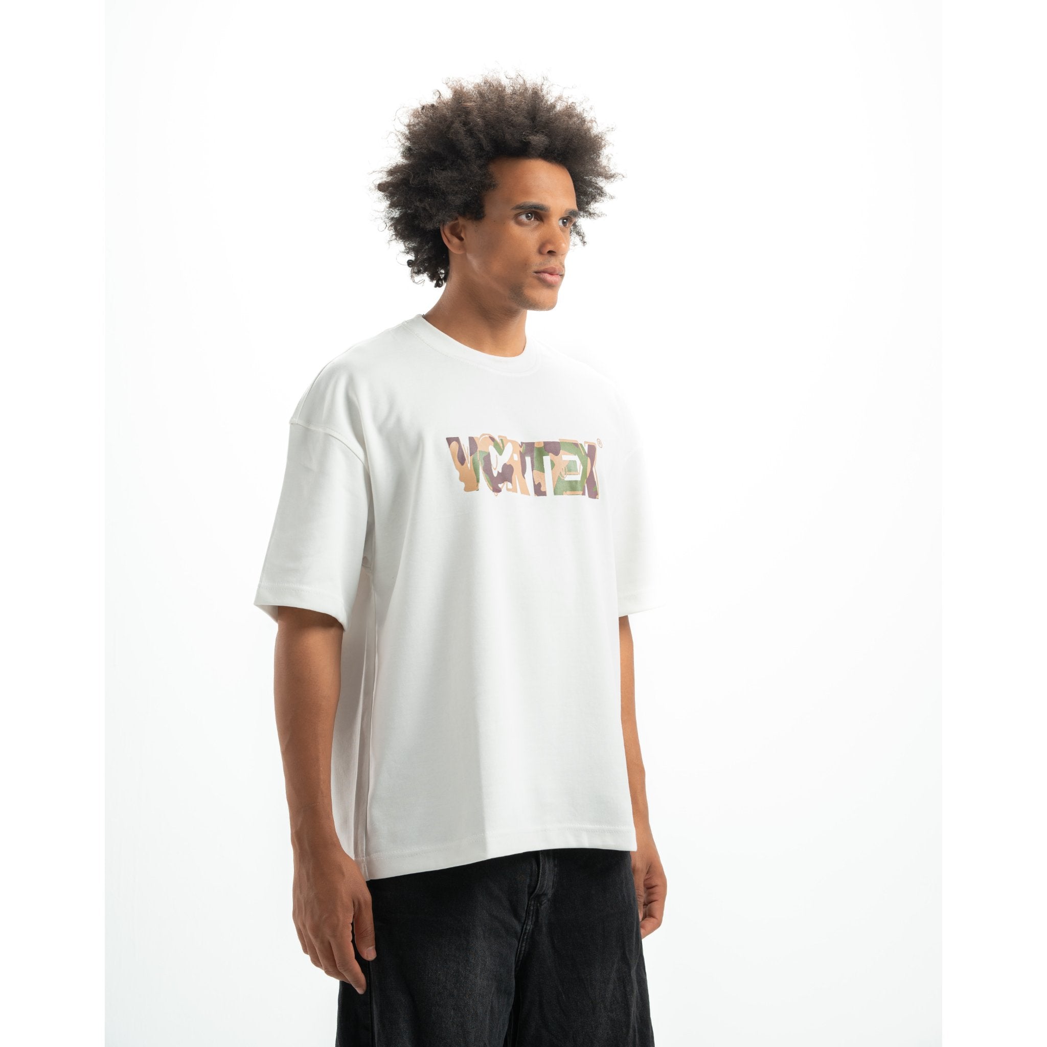 White vortex army t-shirt