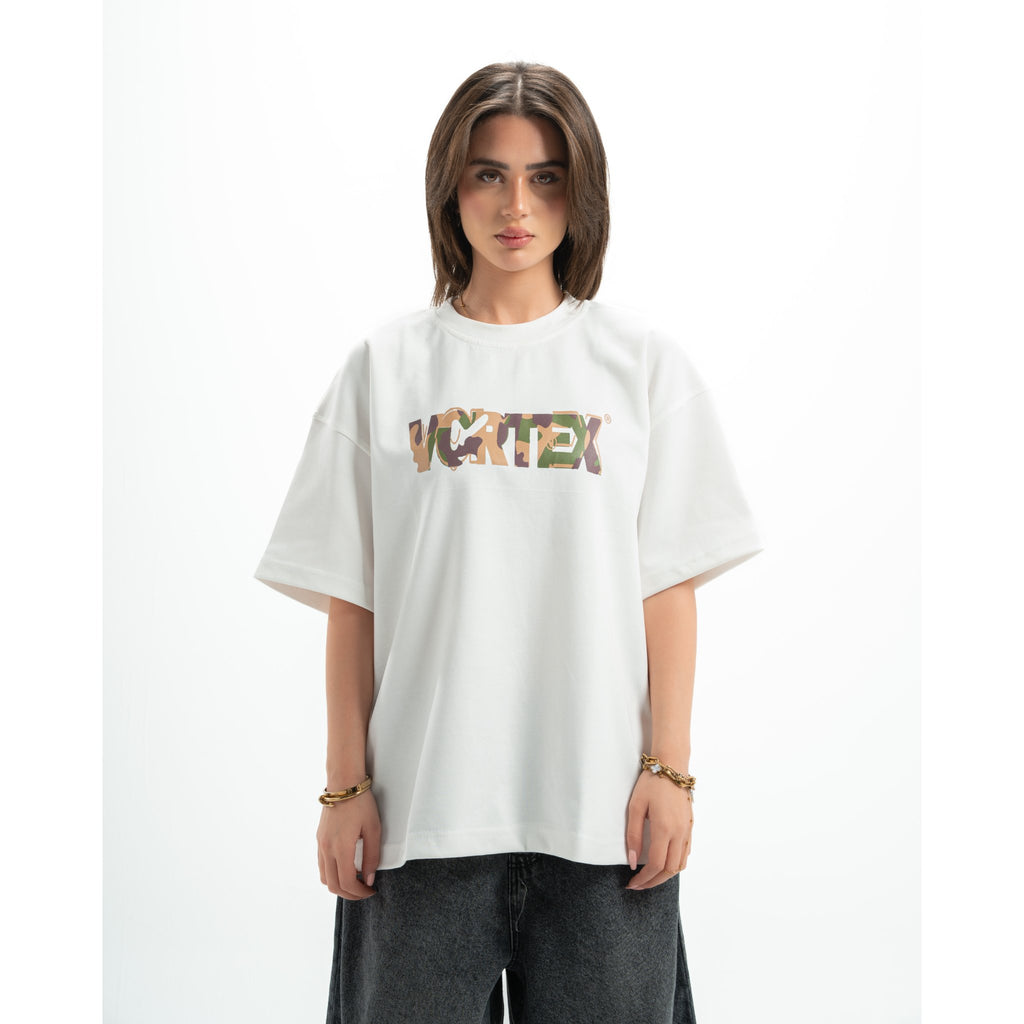 White vortex army t-shirt